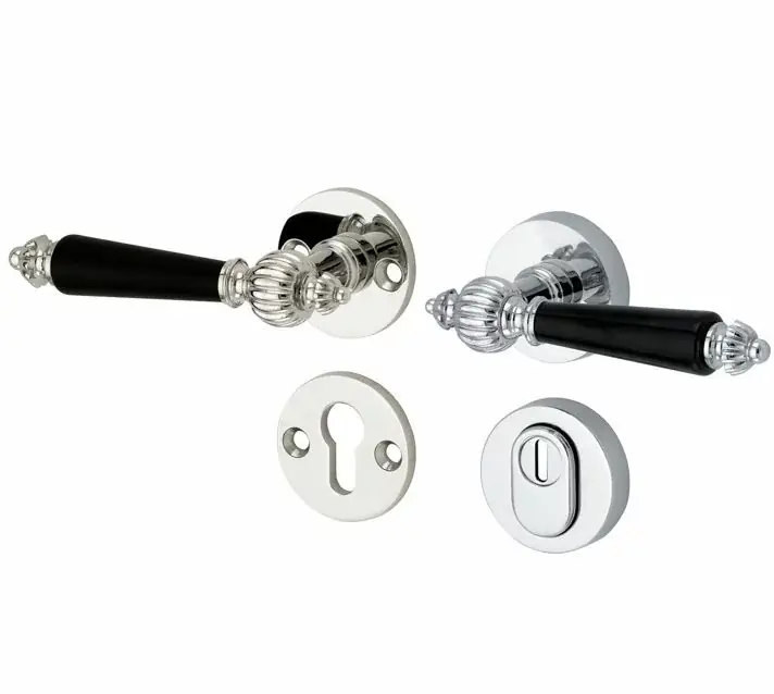 Laatste Kans SKG3 kruk/kruk op rozet Nouveau links + kerntrekbeveiliging glans nikkel/glans chroom