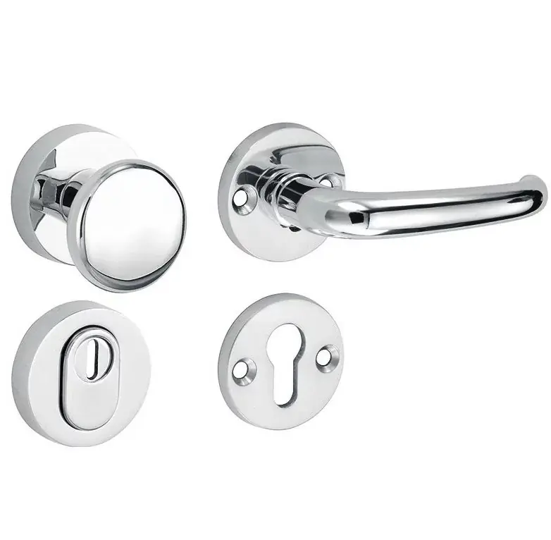 Gereduceerde Prijs SKG3 knop/kruk op rozet Halfsabel rechts + kerntrekbeveiliging glans chroom
