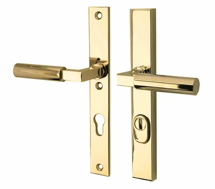 Superprijs SKG3 PC92 kruk/kruk op smalschild Bauhaus links + kerntrekbeveiliging messing ongelakt