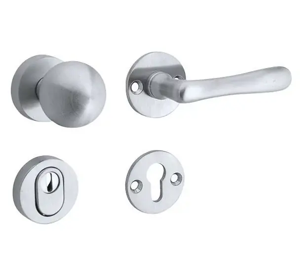 Gereduceerde Prijs SKG3 knop/kruk op rozet Linea rechts + kerntrekbeveiliging mat chroom