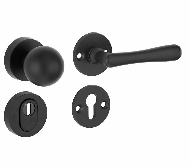 SKG3 knop/kruk op rozet Linea rechts + kerntrekbeveiliging mat zwart Merkproduct