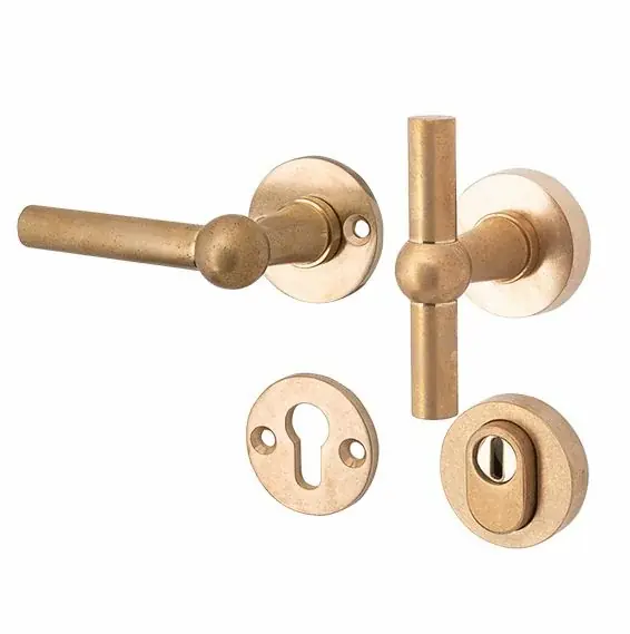 Dagaanbieding SKG3 knop/kruk op rozet Chemin de Fer links + kerntrekbeveiliging messing antiek
