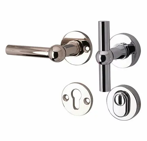 SKG3 knop/kruk op rozet Chemin de Fer links + kerntrekbeveiliging glans nikkel/glans chroom Voordeelprijs