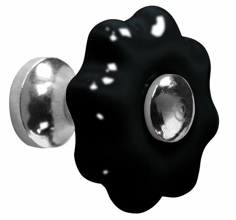Laatste Kans Meubelknop Fleur porselein 31mm zwart/glans nikkel