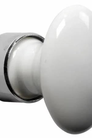Superprijs Meubelknop ovaal porselein 42mm wit/glans nikkel