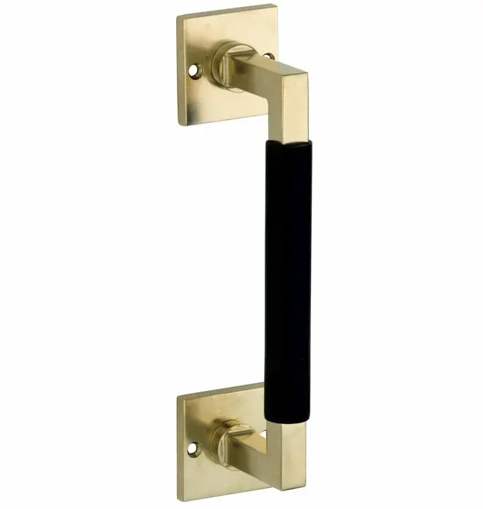 Hete Deal Deurgreep Bauhaus ebben vierkant rozet 182 mm messing antiek