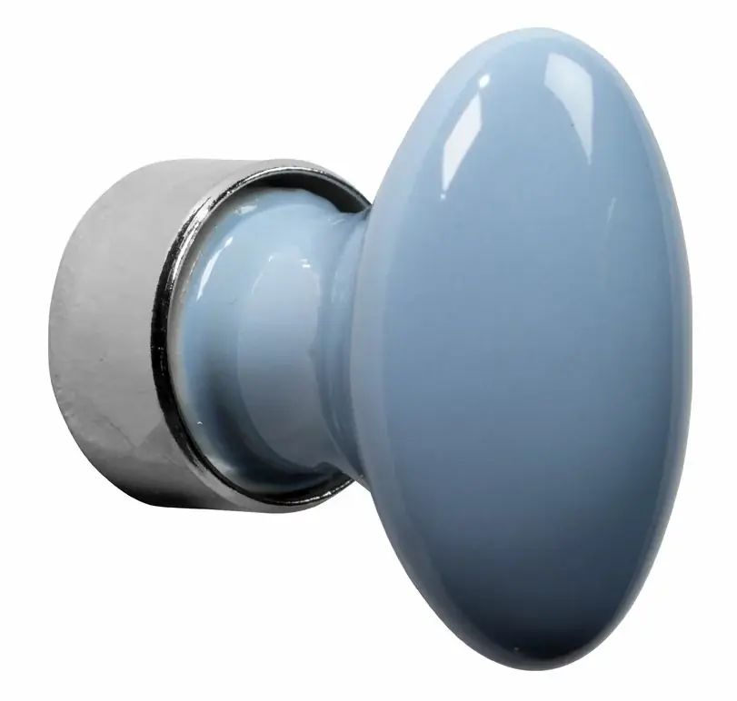 Meubelknop ovaal porselein 33mm glans nikkel/lichtblauw Rechtstreeks Van De Fabrikant