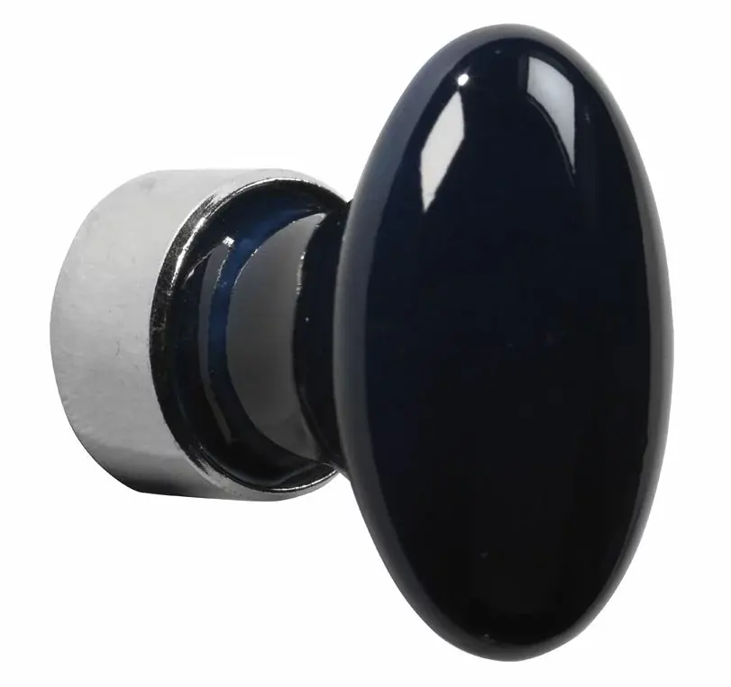 Meubelknop ovaal porselein 33mm glans nikkel/donkerblauw Veilige Betaling