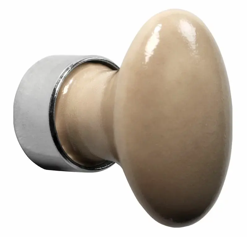 Meubelknop ovaal porselein 33mm glans nikkel/camee mat Favoriet