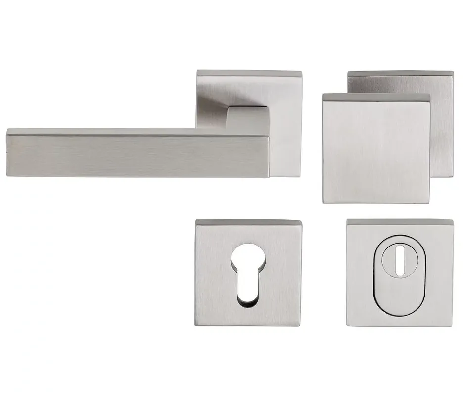 SKG3 knop/kruk Quattro op vierkant rozet links + kerntrekbeveiliging rvs Beste Prijs