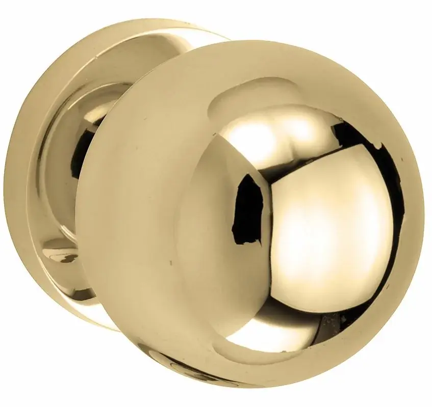 Knopkruk op geveerd rozet Kogel 50mm/Vivo messing gelakt Veilige Betaling