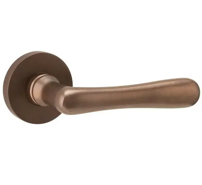 Populair Deurklink op geveerd rozet Linea/Vivo messing antiek brons