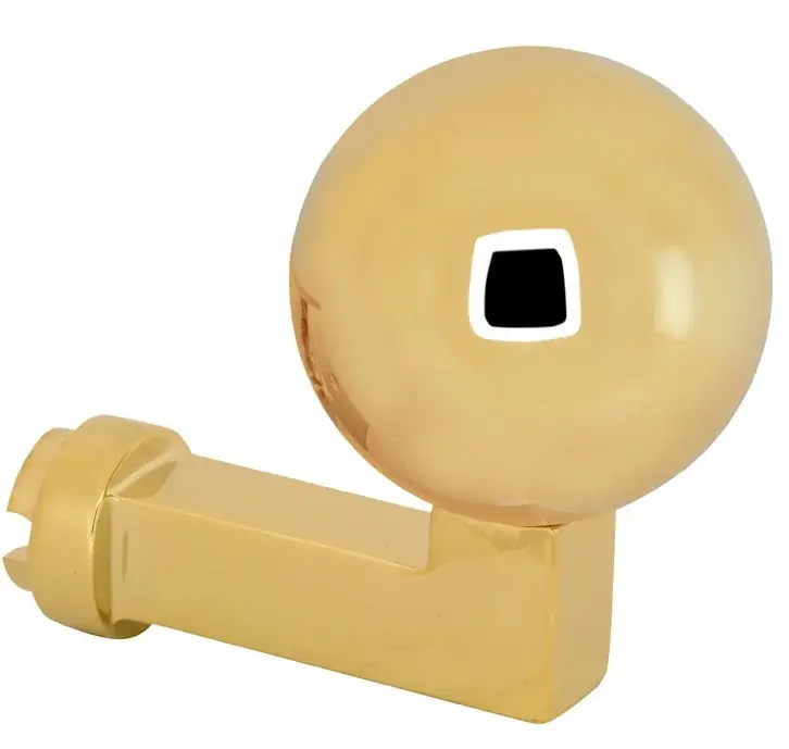 Knop Bauhaus kogel tbv SKG schild messing PVD Laatste Versie