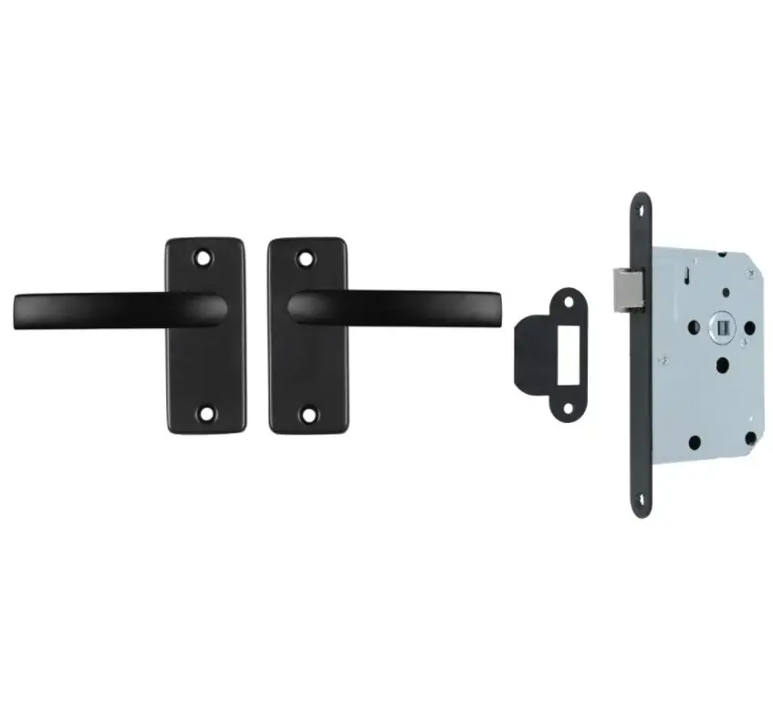 Shop Nu ODShop deurklink vierkant met patentrozet en slot aluminium zwart