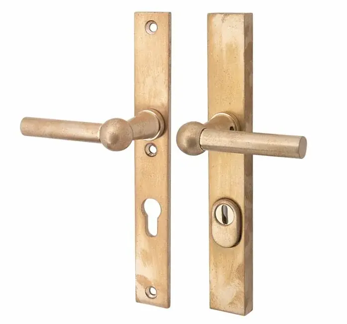 SKG3 PC92 kruk/kruk op smalschild Chemin de fer links + kerntrekbeveiliging messing antiek Meest Verkocht