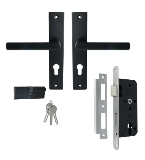ODShop poortdeur set met beslag, slot PC72 en cilinder 40/40 zwart Gereduceerde Prijs