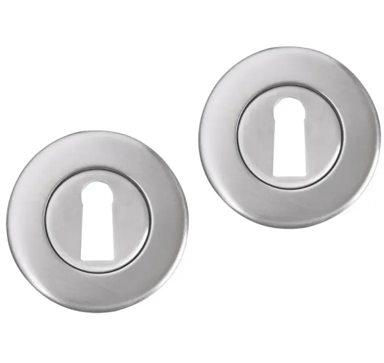 Aanbieding Differnz set van 2 sleutelplaatjes rond mat chroom