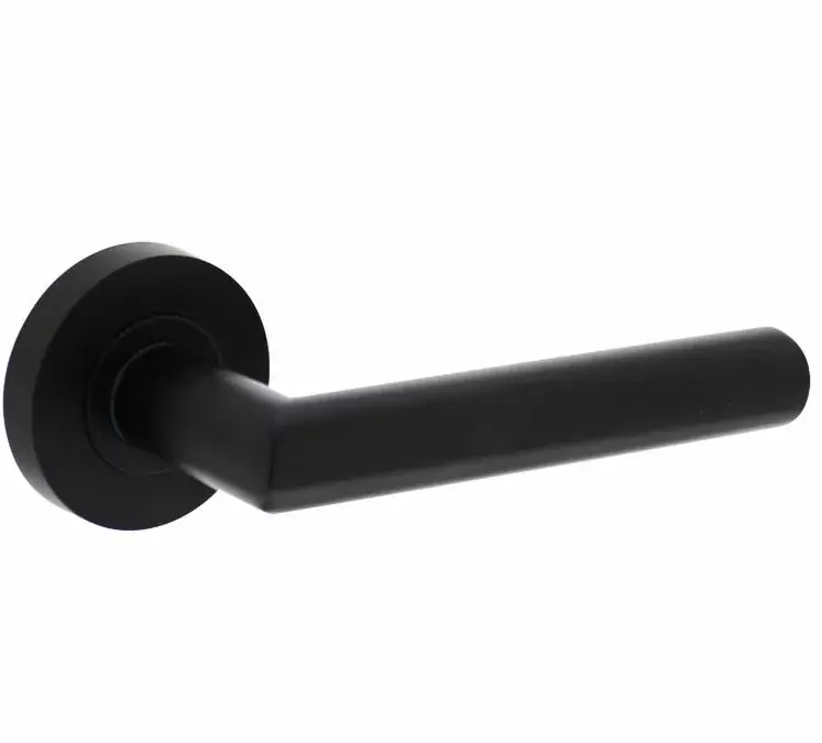 Populair Intersteel deurklink Bastian op ronde rozet 53x8mm met nokken mat zwart