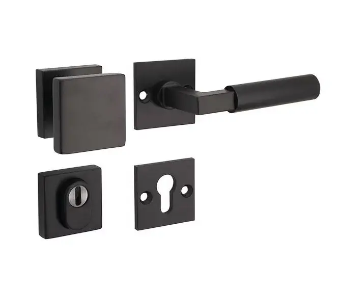 SKG3 knop/kruk op rozet Bauhaus rechts + kerntrekbeveiliging mat zwart Koopje
