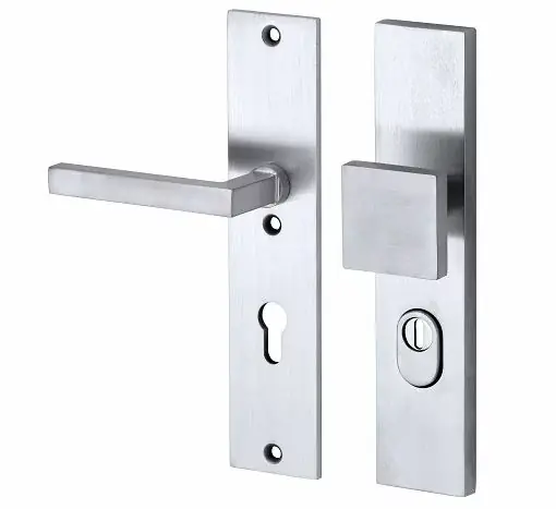 SKG3 PC92 knop/kruk op schild Kare/Bauhaus links + kerntrekbeveiliging mat chroom Weekendaanbieding