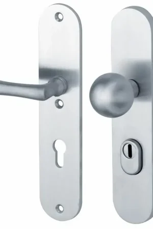 Weekendaanbieding SKG3 PC72 knop/kruk op ovaal schild Linea links + kerntrekbeveiliging mat chroom