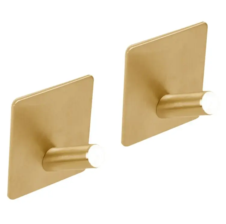 Differnz haak zelfklevend vierkant schuin rvs goud 2 stuks Op = Op
