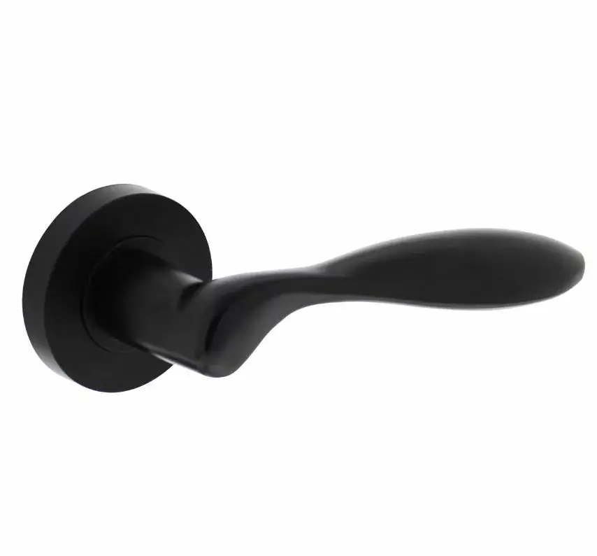 Koop Vandaag Intersteel enkele deurklink rechts George op ronde rozet 53x8mm met nokken mat zwart