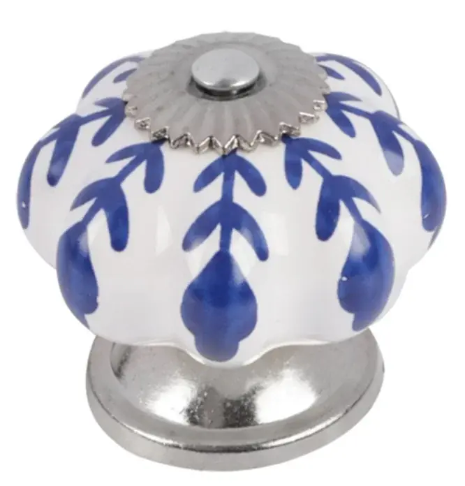 Differnz meubelknop klassiek 40 mm blauw wit Weekendaanbieding
