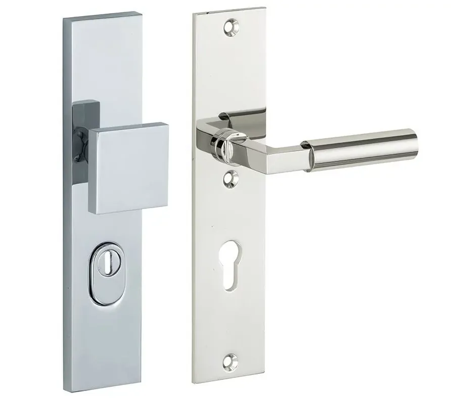 Seizoensaanbieding SKG3 PC92 knop/kruk op schild Bauhaus rechts + kerntrekbeveiliging glans chroom