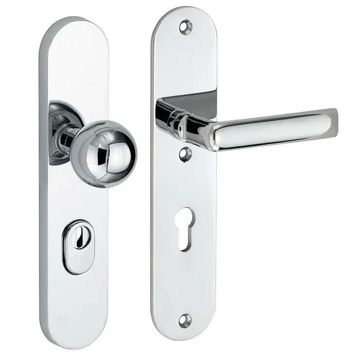 Laatste Versie SKG3 PC72 knop/kruk op ovaal schild Padania rechts + kerntrekbeveiliging glans chroom