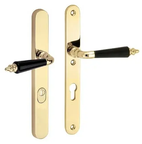 Express Levering SKG3 PC55 kruk/kruk op smalschild Antique ebben rechts + kerntrekbeveiliging messing gelakt/messing PVD