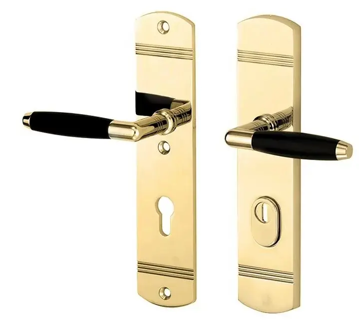 Premium SKG3 PC72 kruk/kruk op schild Ton links + kerntrekbeveiliging messing gelakt/messing PVD
