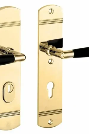 Aanbieding SKG3 PC55 kruk/kruk op schild Ton rechts + kerntrekbeveiliging messing gelakt/messing PVD