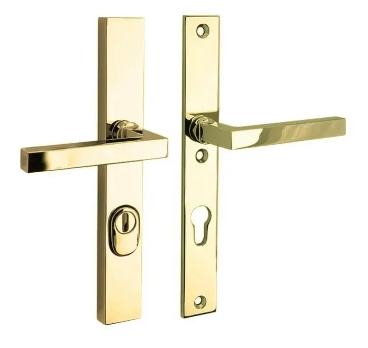Lage Kosten SKG3 PC92 kruk/kruk op smalschild Kare/Bauhaus rechts + kerntrekbeveiliging messing gelakt/messing PVD