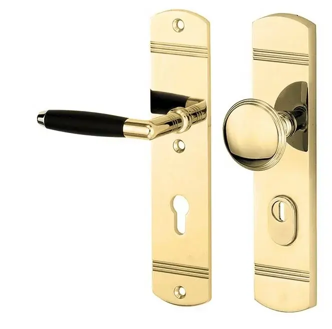 Lage Kosten SKG3 PC55 knop/kruk op schild Ton links + kerntrekbeveiliging messing gelakt/messing PVD