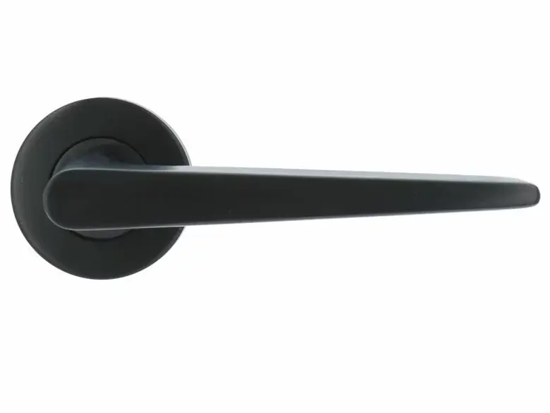 Deurklink Wig op ronde rozet PVD gunmetal Merkproduct