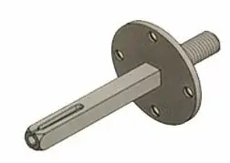 Wisselstift vierkant 8 mm met opschroef plaat tbv deurknoppen M8 Gecertificeerd