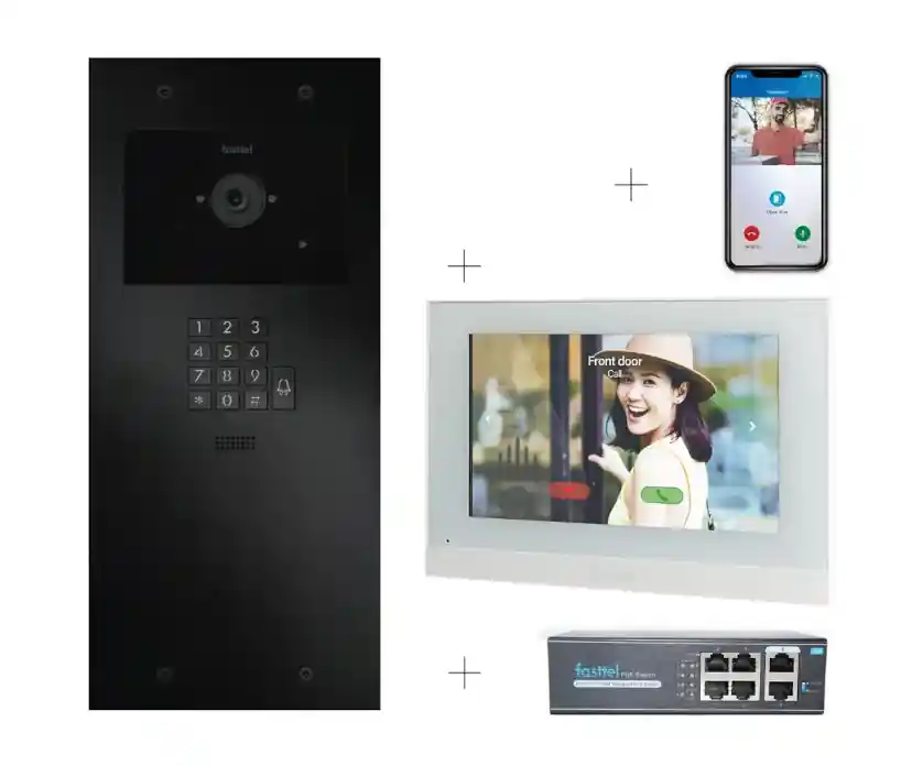 Nieuw Video intercomset IP Large Fasttel, 1 knop, codepaneel met binnenpost