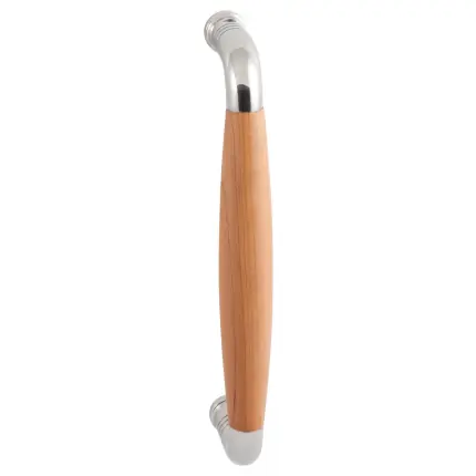 Deurgreep ton model Ika 207mm RVS gepolijst met kersenhout gebogen Must-Have