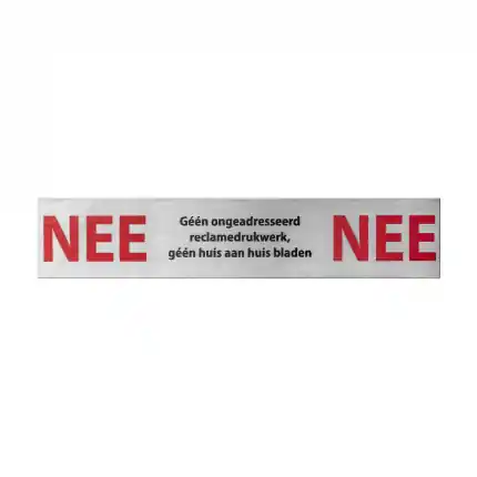 RVS brievenbusbordje ‘Nee/Nee’ rechthoekig Laatste Versie