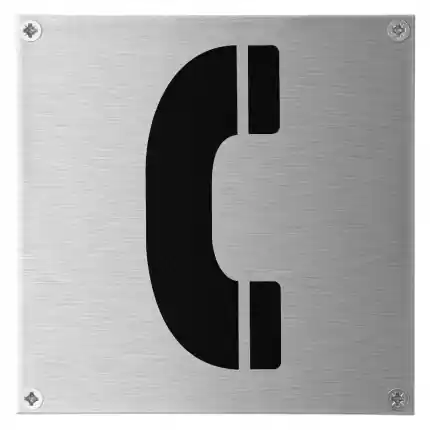 Laatste Versie RVS pictogram ‘Telefoon’ vierkant