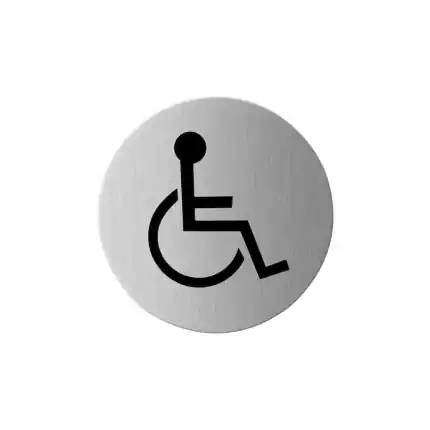 Pictogram ‘Mindervalide’ toilet RVS rond 75 mm Laatste Versie
