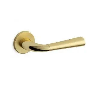 Superprijs S101 Start deurkruk op rozet, satinmessing/messing gepolijst