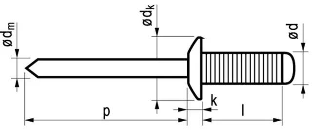 Lage Kosten BLINDKLINKNAGEL ALU/ST 4.8X16MM