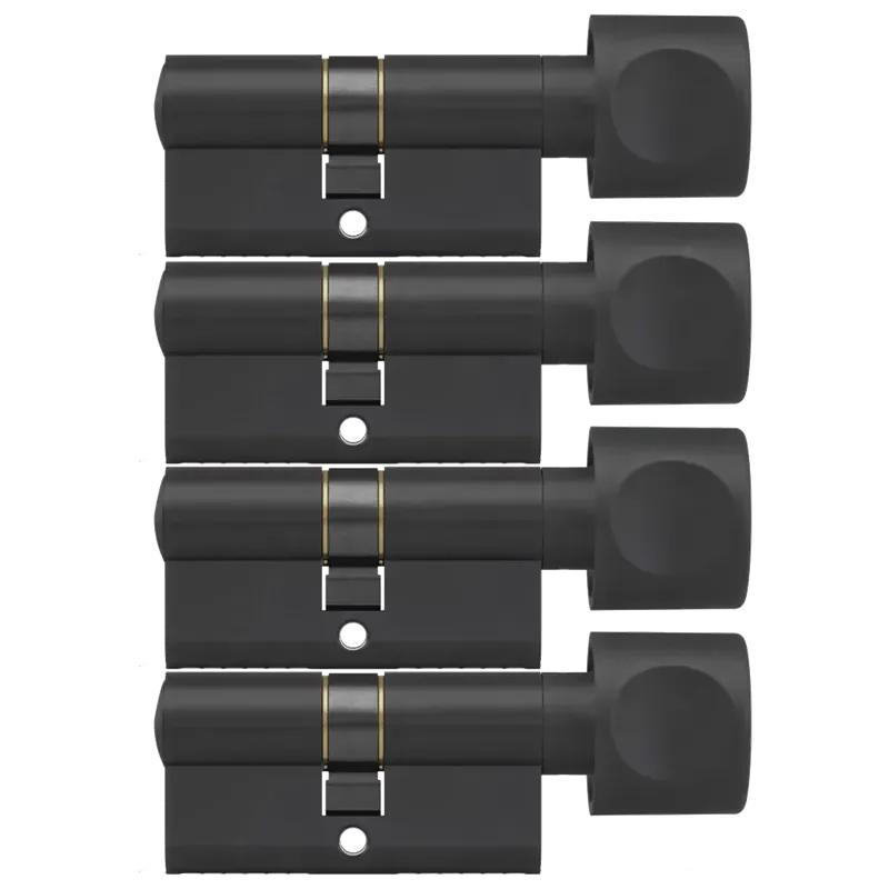 Betaalbaar DOM Zwarte knopcilinder Plura 30/30mm - SKG 3 sterren - 4 gelijksluitende knopcilinders