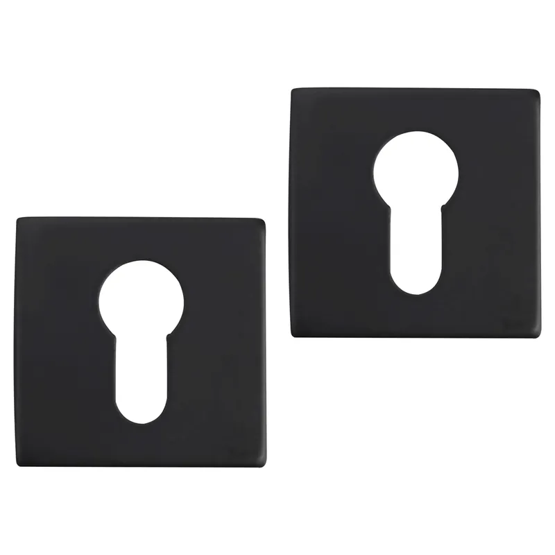 Differnz Rozet met Cilindergat Zwart Vierkant 52x52mm Op = Op