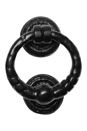 Aanbieding Zwarte smeedijzeren deurklopper ring 127mm