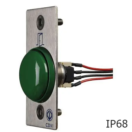 CDVI Drukknop bekabeld met RVS plaat IP68 Op = Op