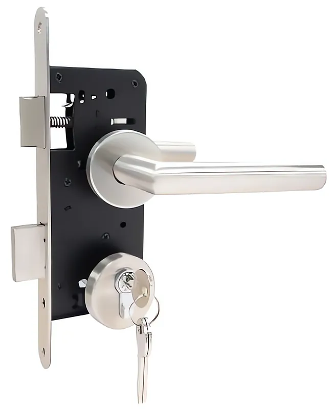 Poortslot RVS complete set met rozetten en rechte kruk PC72 Snelle Levering