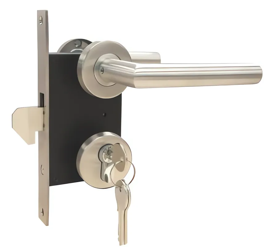 Schuifpoortslot RVS complete set met rozetten en rechte kruk PC72 Superprijs